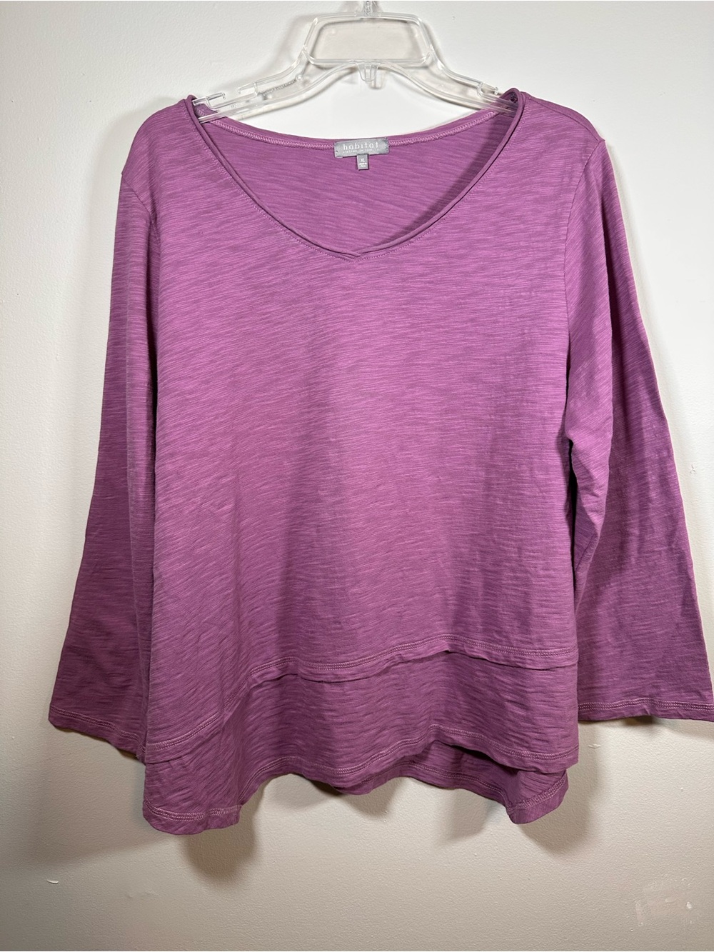 Habitat Clothes To Live In Purple Slub Cotton Asymmetric High-Low Top XL